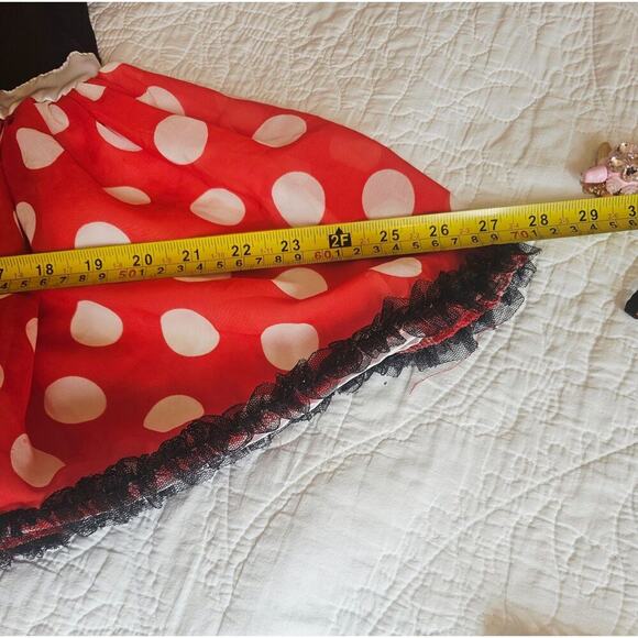 Disney Red, Black & White Minnie Mouse Costume Dress W Headband & Ears Girls 5T - Picture 5 of 11